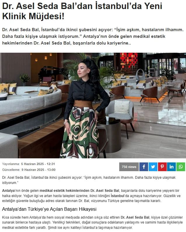 Dr. Asel Seda Bal’dan İstanbul’da Yeni Klinik Müjdesi! başlıklı basın içeriği görseli