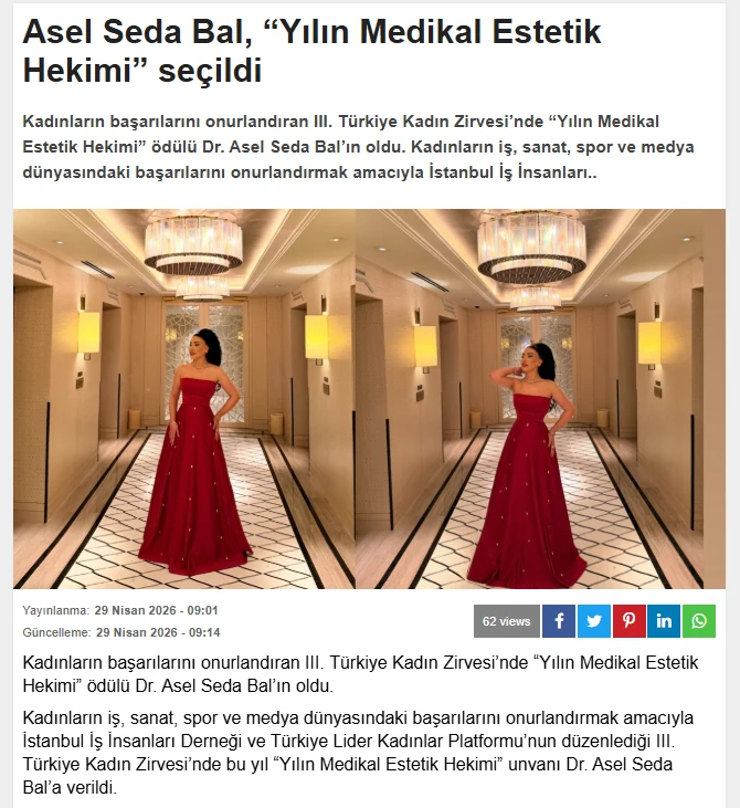 Asel Seda Bal, “Yılın Medikal Estetik Hekimi” seçildi başlıklı basın içeriği görseli