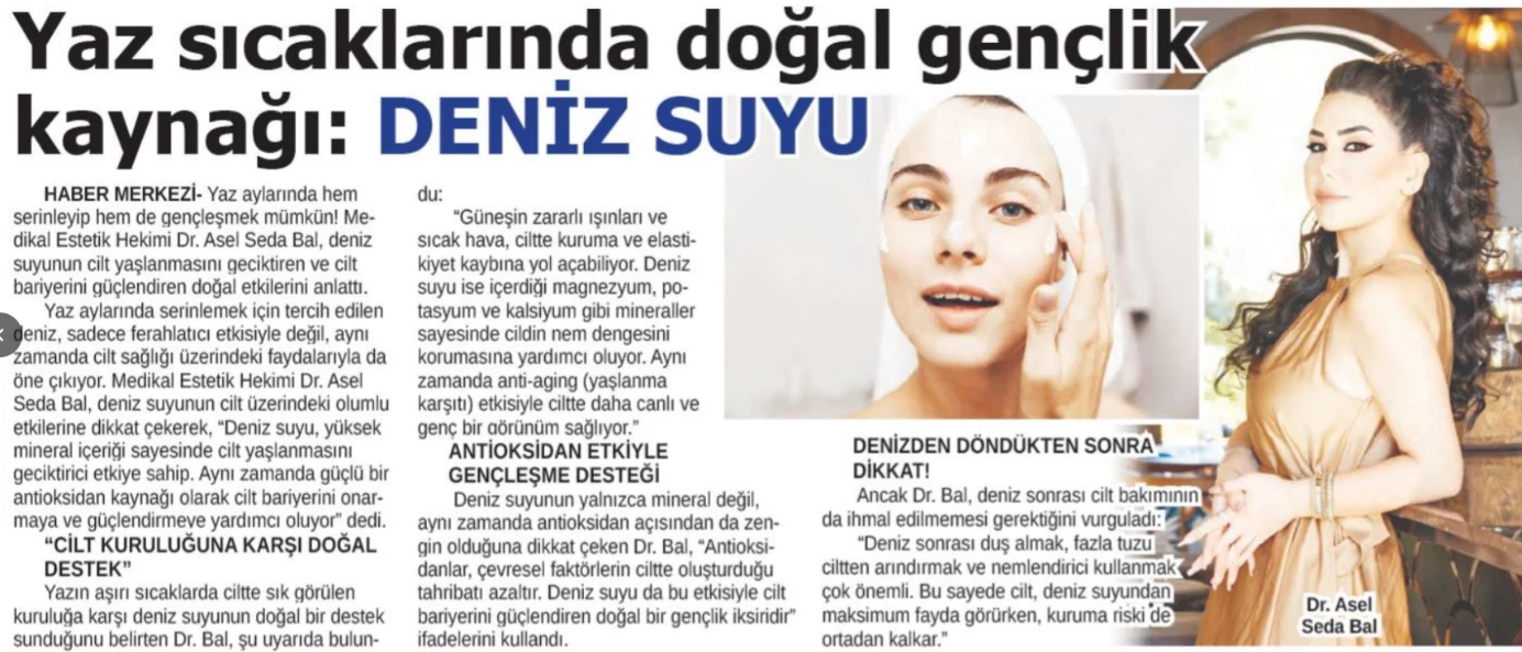 Yaz sıcaklarında doğal gençlik kaynağı: DENİZ SUYU başlıklı basın içeriği görseli